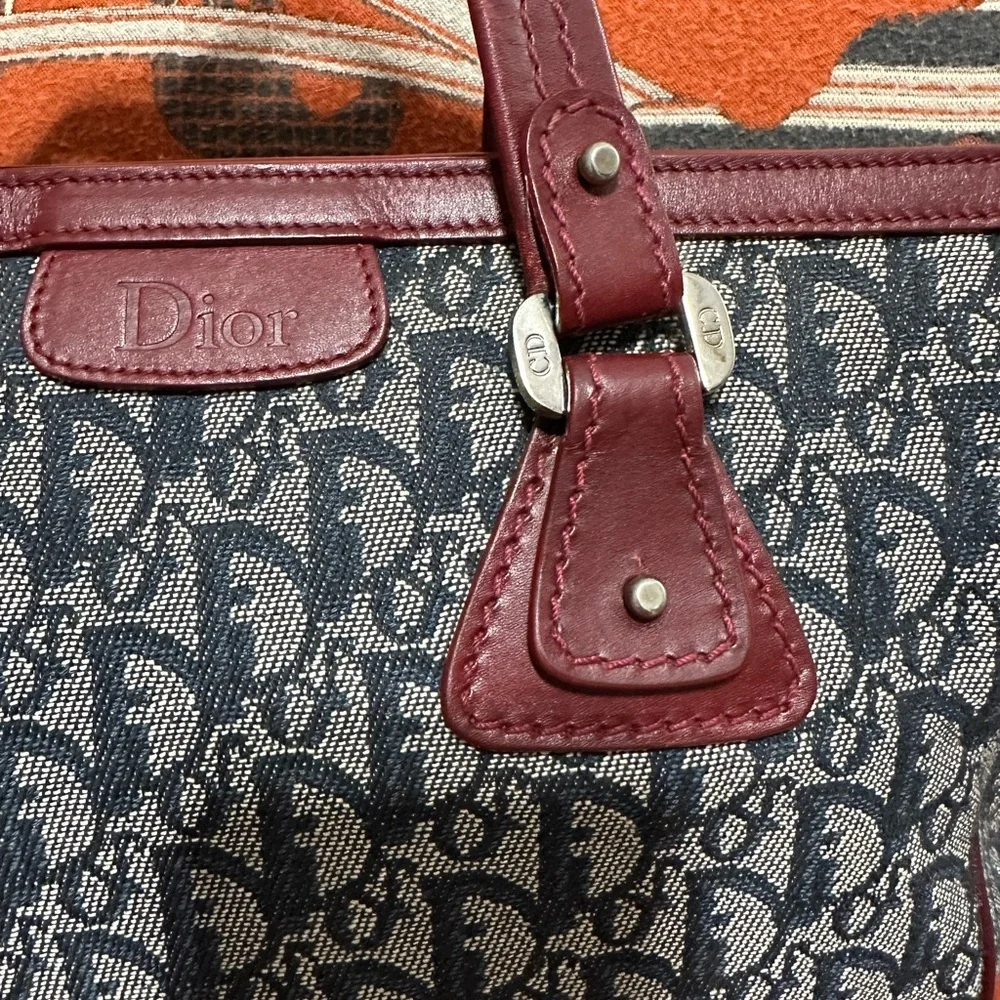 CHRISTIAN DIOR ❤️🌟BLUE & BURGUNDY TROTTER TOTE BAG ⭐️ - Picture 6 of 12
